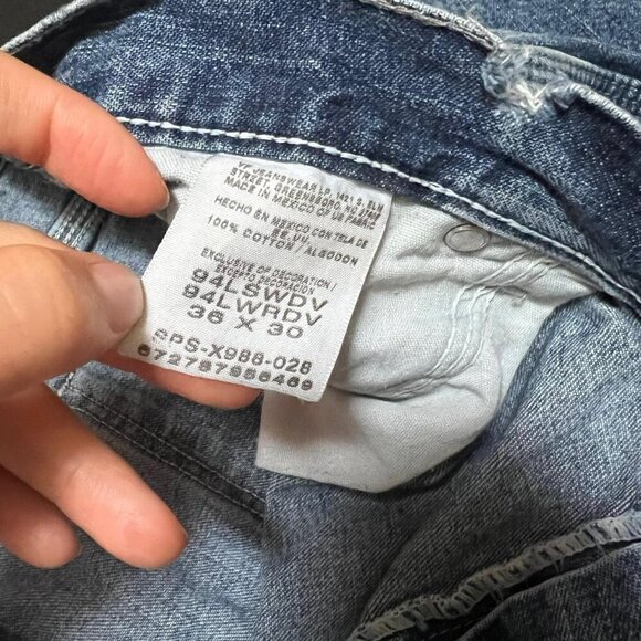 VTG Wrangler Jeans Men 36x30" Blue Carpenter Distress Relaxed Straight Baggy Y2K - Picture 5 of 8